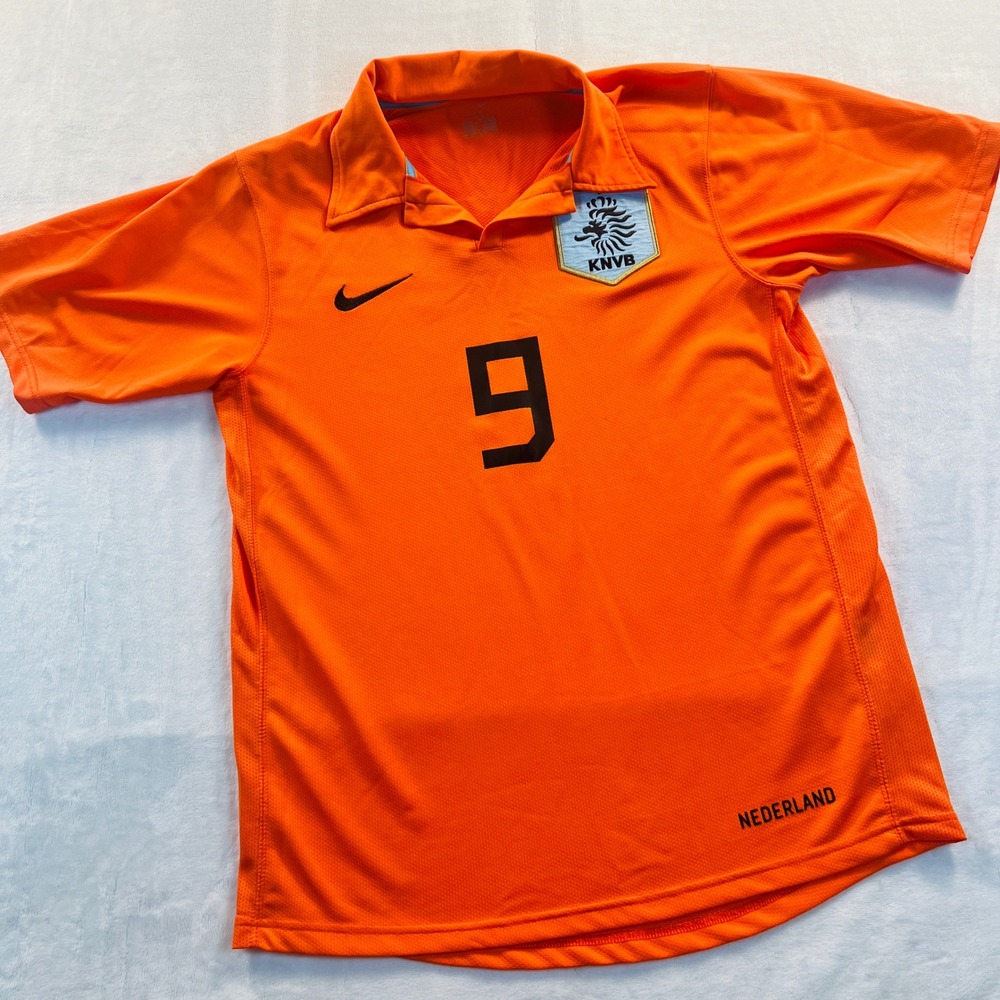 Nike Netherlands Holland 2006 World Cup Home Soccer Jersey #9 Orange Size Small